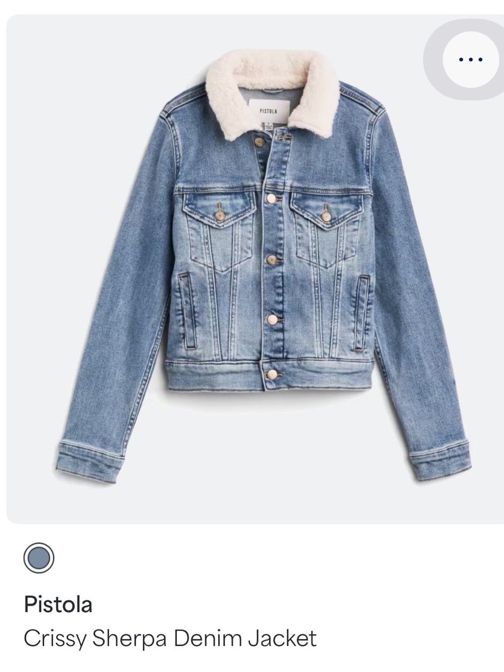 pistola Light Blue Denim Jacket with Cream Sherpa Collar